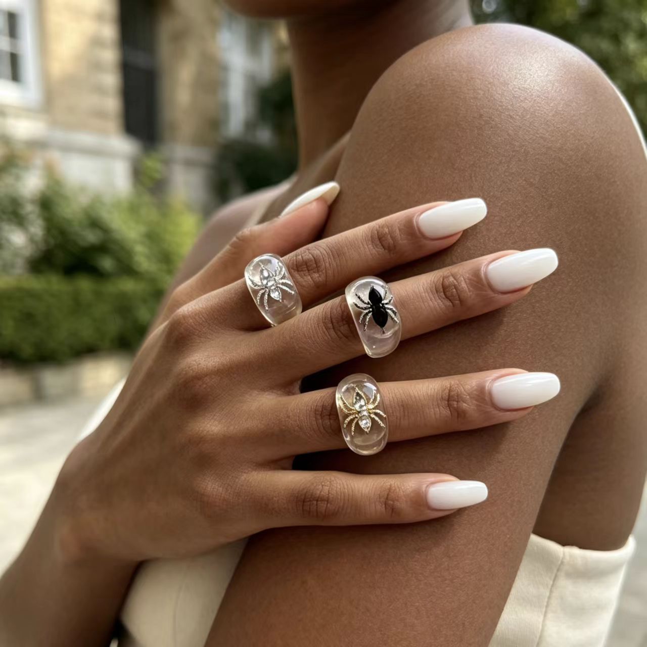 3pc Playful Spider Rings Set for Women, Adjustable